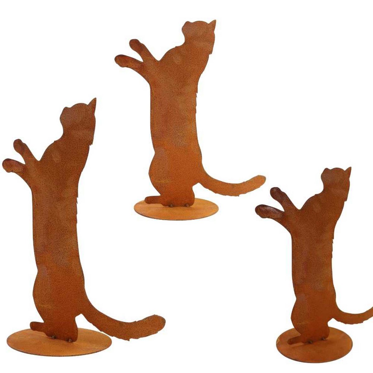 Edelrost Katze "Feline" | auf Bodenplatte | Metall Wohn- und Gartendeko Figur