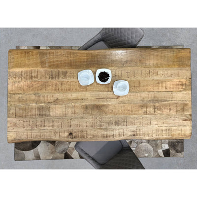 Tisch 160x85 cm, Mango natur sägerau, Gestell schwarz