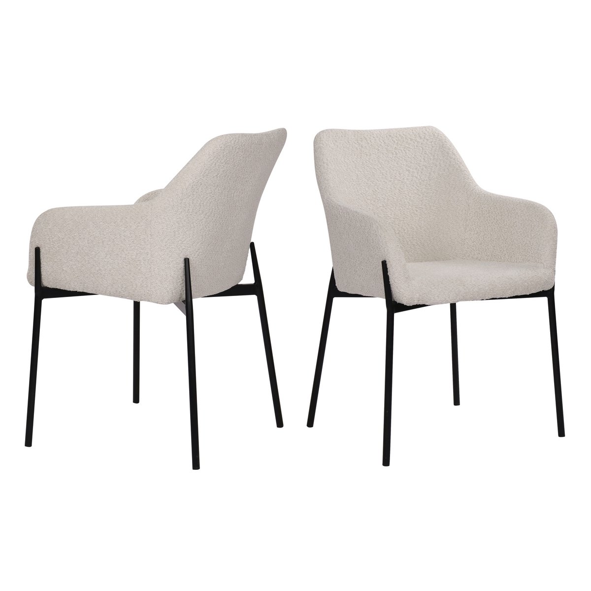 Armlehnstuhl 2er Set mit Bouclé-Bezug