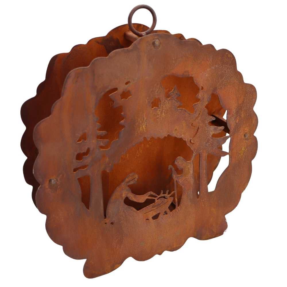 Christmas | Deko Krippe 3D Windlicht | Edelrost Teelichthalter