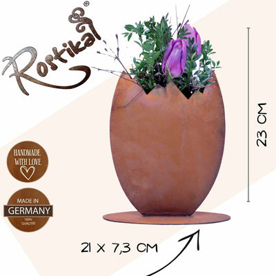 Osterei zum Bepflanzen | Metall Dekofigur für Ostern und Frühling | Edelrost Gartendeko