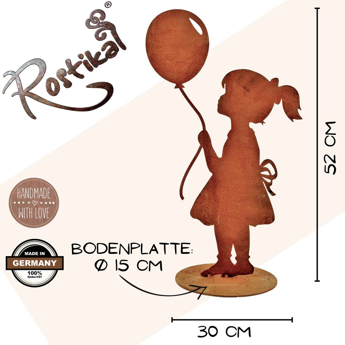 Mädchen mit Luftballon | Figur aus Metall Rost Edelrost | originelle Geschenkidee
