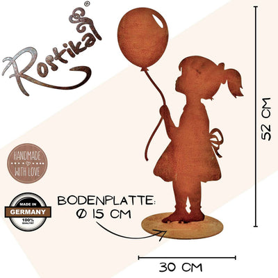 Mädchen mit Luftballon | Figur aus Metall Rost Edelrost | originelle Geschenkidee