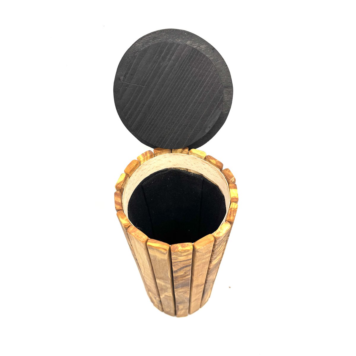 Olivenholz Tierurne – nachhaltige runde Holzurne für Haustiere bis 40 kg, mit Gravuroption